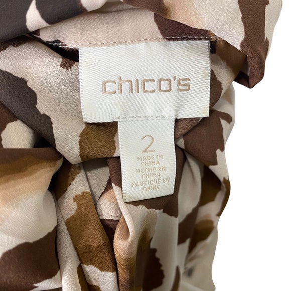Chico's Leopard Animal Sharkbite Collared Button Down Semi Sheer Tunic Blouse - Picture 11 of 11